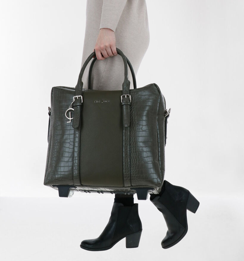 Olivia Lauren Enzo Sac à roulettes en Vert kaki en simili cuir (284333)