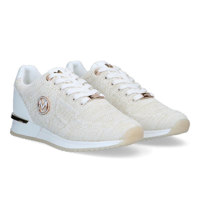 Mexx Gitte Glitter Witte Sneakers voor dames (319622) - geschikt voor steunzolen