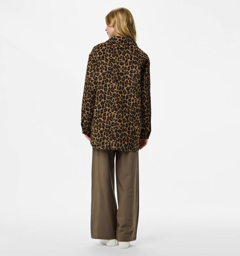 Pieces Saga Leopard Bruine Shacket voor dames (361134)