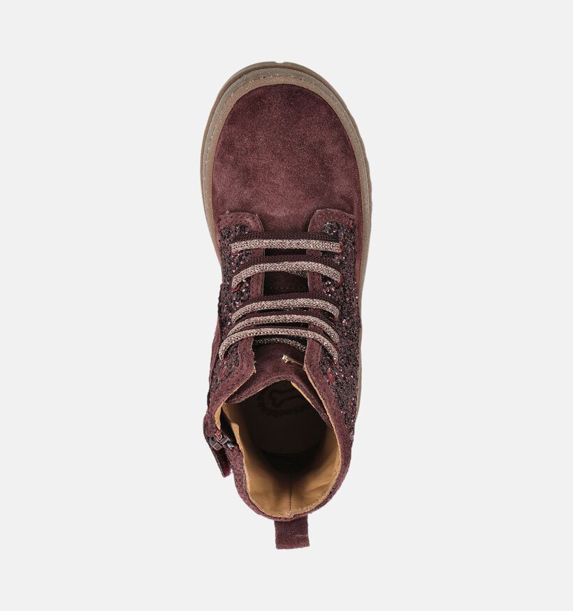 STONES and BONES Blesa Boots &agrave; lacets en Bordeaux pour filles (378225) - pour semelles orthop&eacute;diques