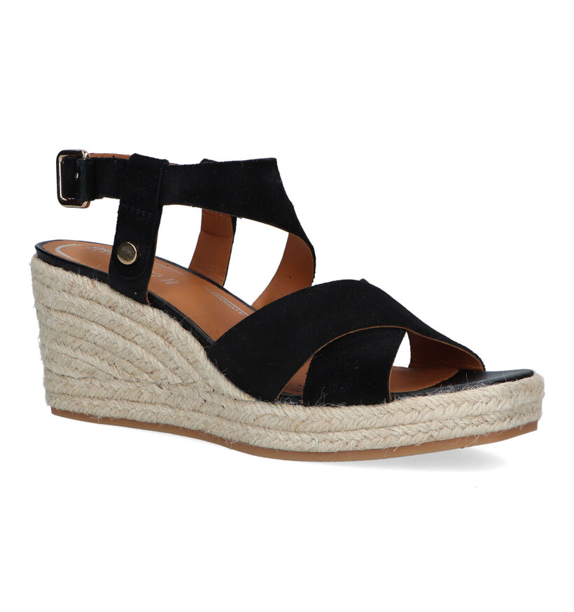 Geox Panarea Zwarte Sandalen Met Sleehak in nubuck (326686)