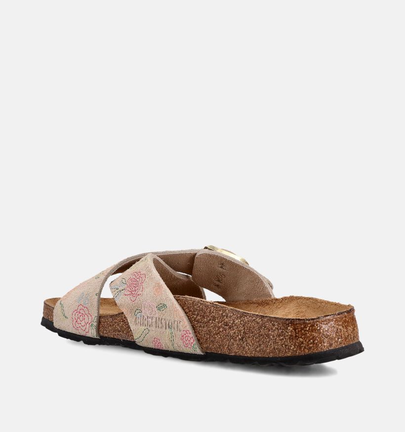 Birkenstock Siena Suede Leather Nu-pieds plates en Beige fonc&eacute; pour femmes (368226)