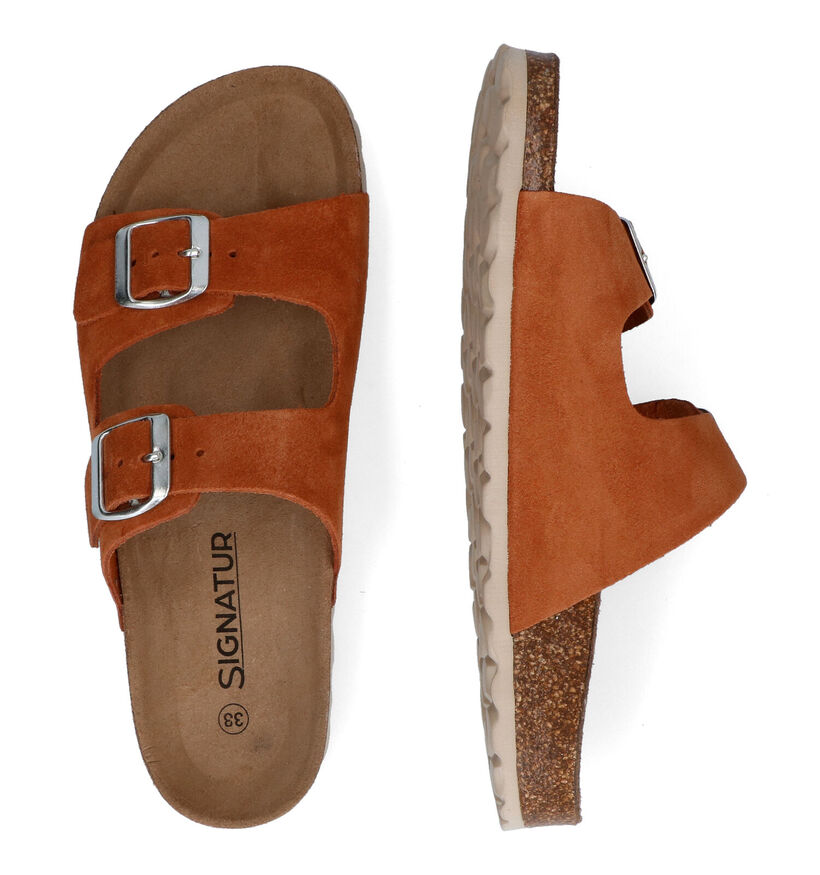 Signatur Cognac Slippers in daim (306240)