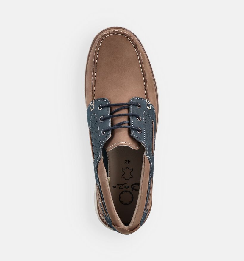 Dozo Logan Chaussures bateau en Marron/Bleu pour hommes (373335) - pour semelles orthop&eacute;diques