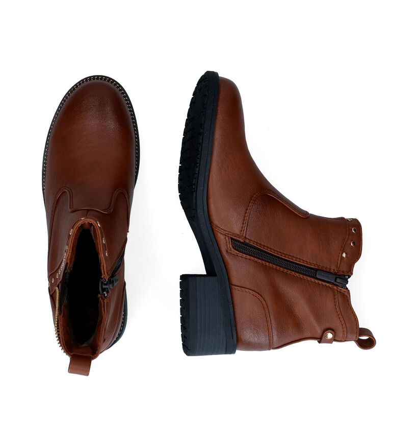 Mustang Bottines plates en Cognac en simili cuir (298101)