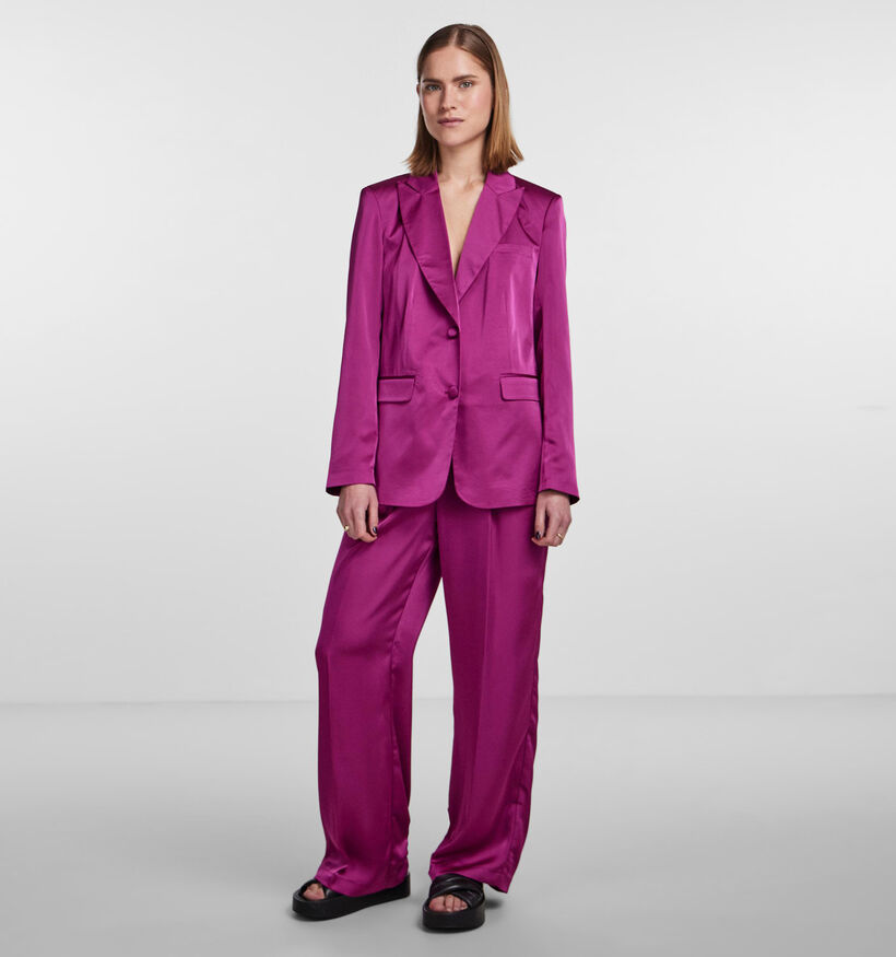 Pieces Sabrina Blazer en satin en Fuchsia pour femmes (333233)