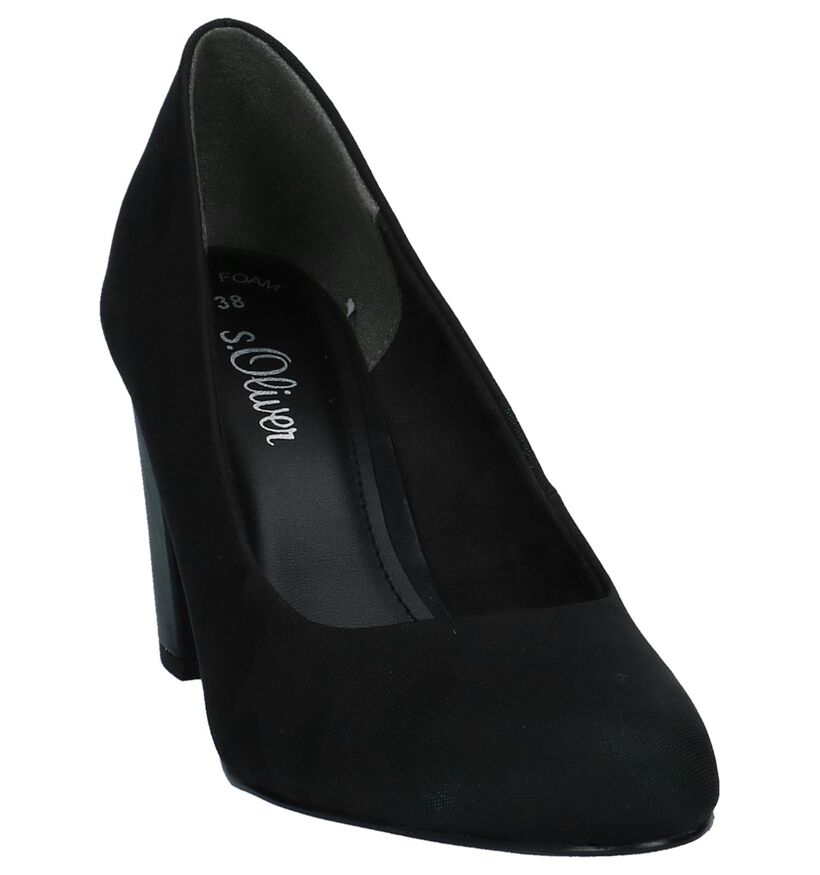 Zwarte Klassieke Pumps s. Oliver met Camouflageprint in stof (222175)