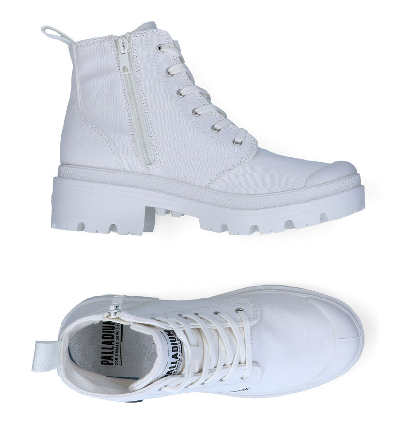 Palladium Pallabase Twill Witte Sneakers voor dames (303625) - geschikt voor steunzolen