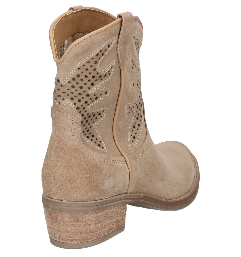 Via Limone Beige Western Boots in nubuck (290064)