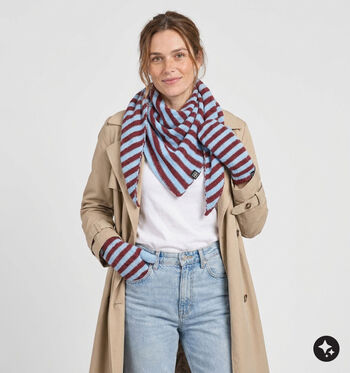 Laurent David Sjaals Bruin/Blauw/Bordeaux