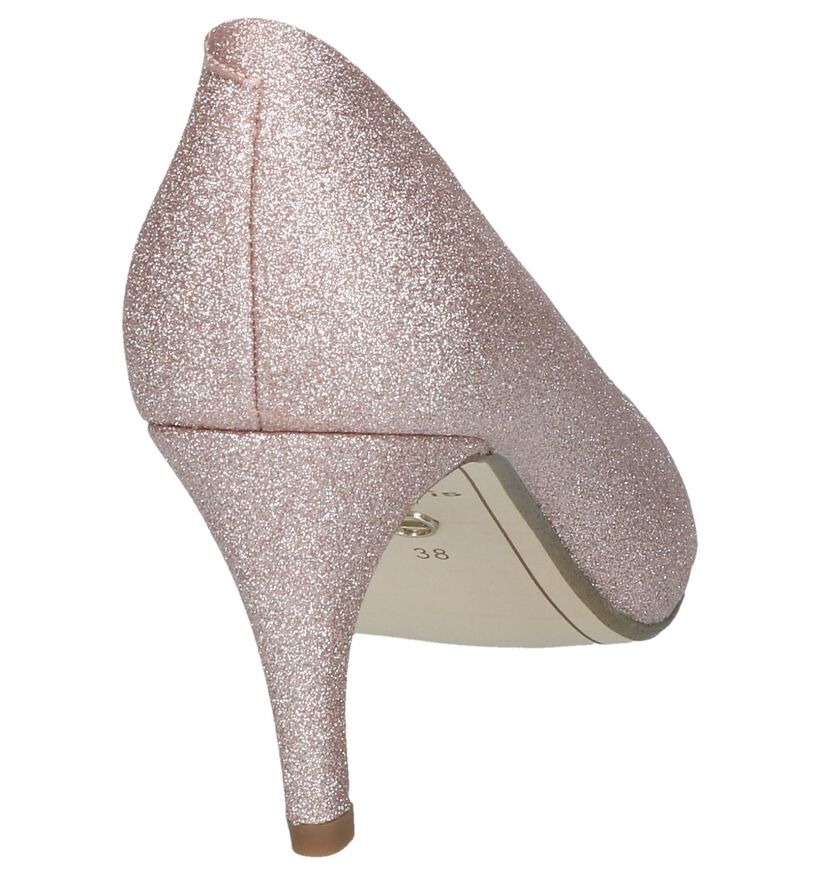 Rose Gold Peeptoe Pumps Tamaris in stof (244243)