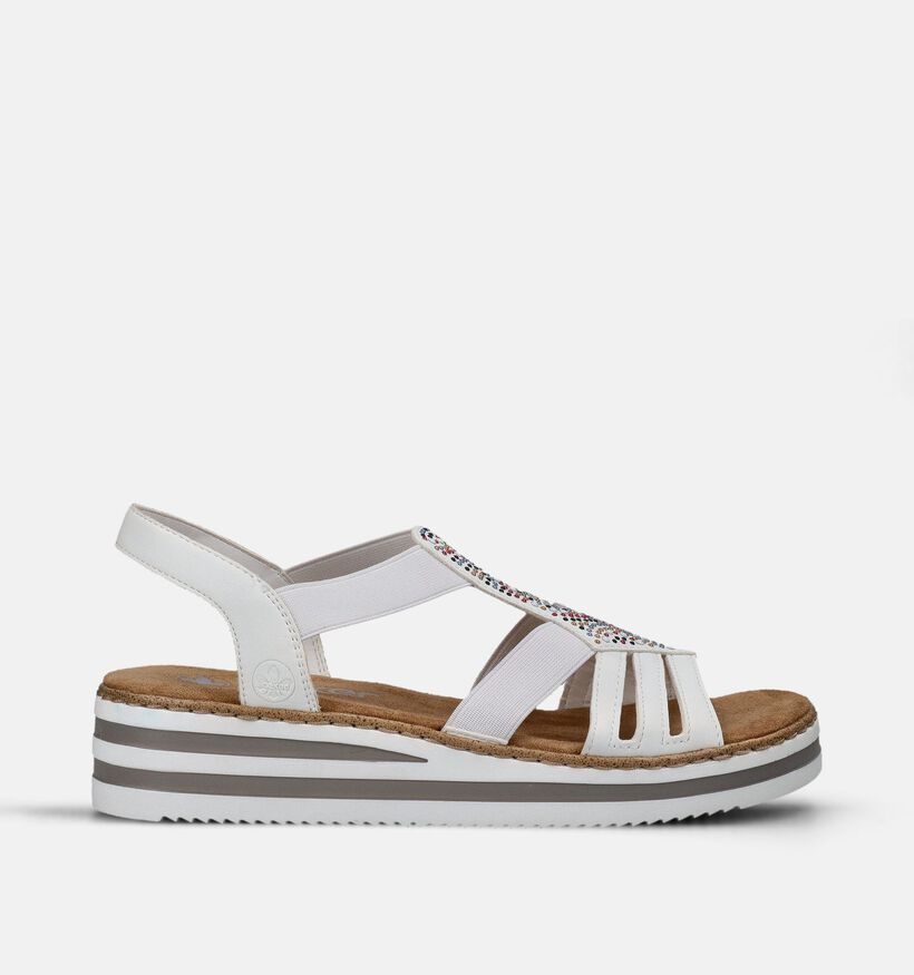 Rieker Sandales compens&eacute;es en Blanc pour femmes (370381)