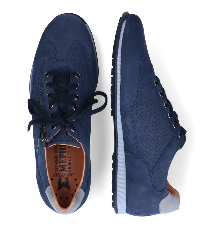 Mephisto Leon Nomad Blauwe Veterschoenen voor heren (355169) - geschikt voor steunzolen