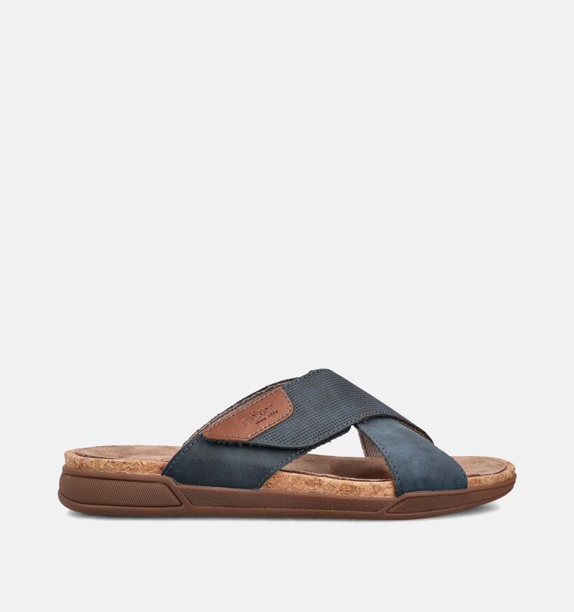 Rieker Nu-pieds plates en Bleu pour hommes (370514)