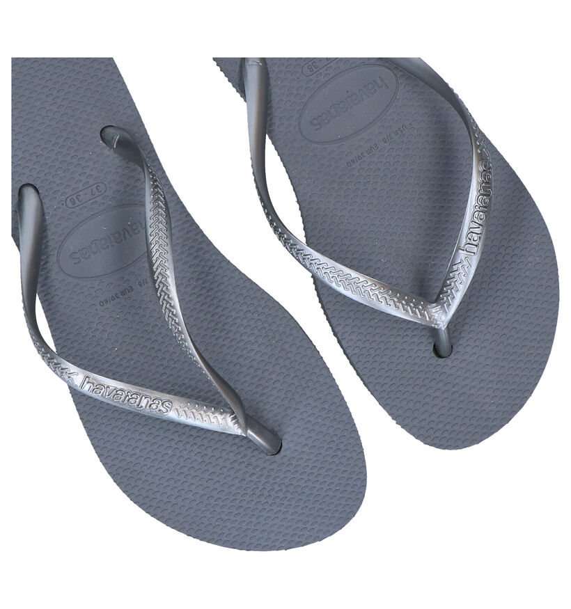 Havaianas Slim Flatform Tongs en Gris pour femmes (300384)