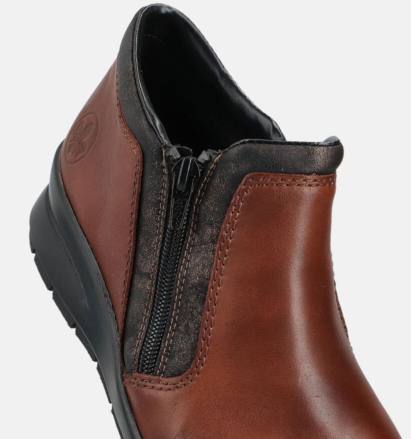 Rieker Cognac Comfortschoenen met Rits voor dames (360464) - geschikt voor steunzolen