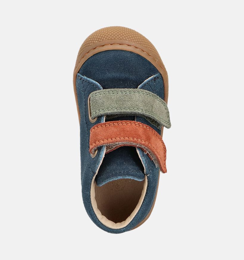 Naturino Corkel Suede Blauwe Babyschoenen voor jongens, meisjes (364261) - geschikt voor steunzolen