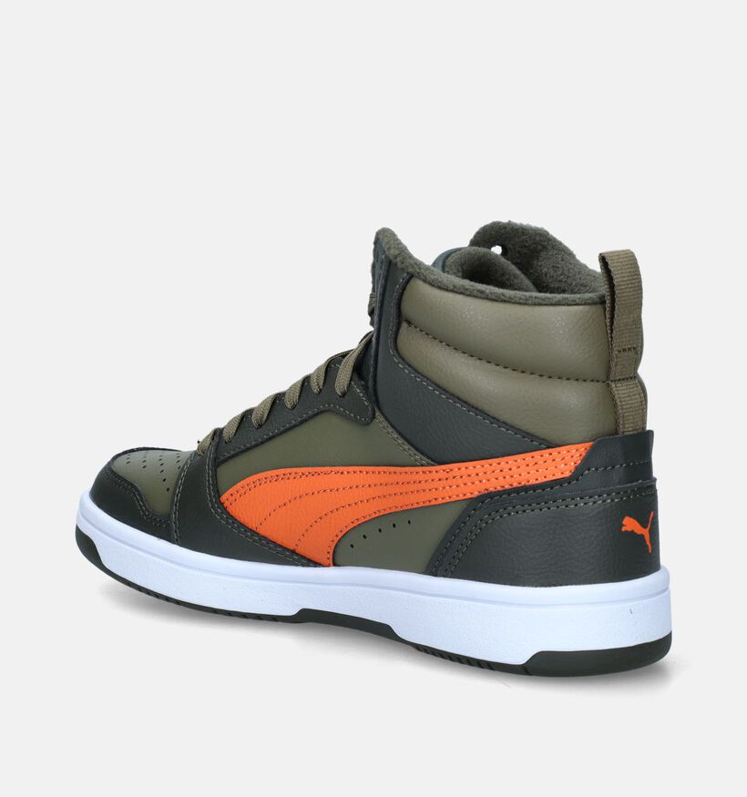 Puma Rebound v6 Baskets en Vert Kaki pour garçons (342848)