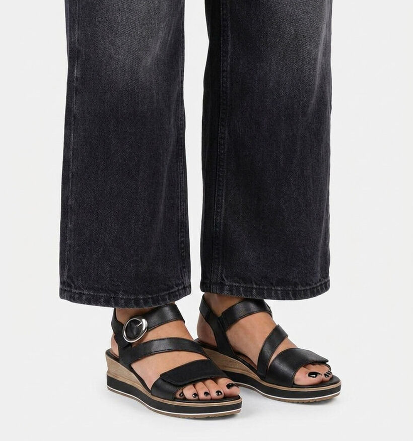 Remonte Zwarte Sandalen met Sleehak voor dames (370459)