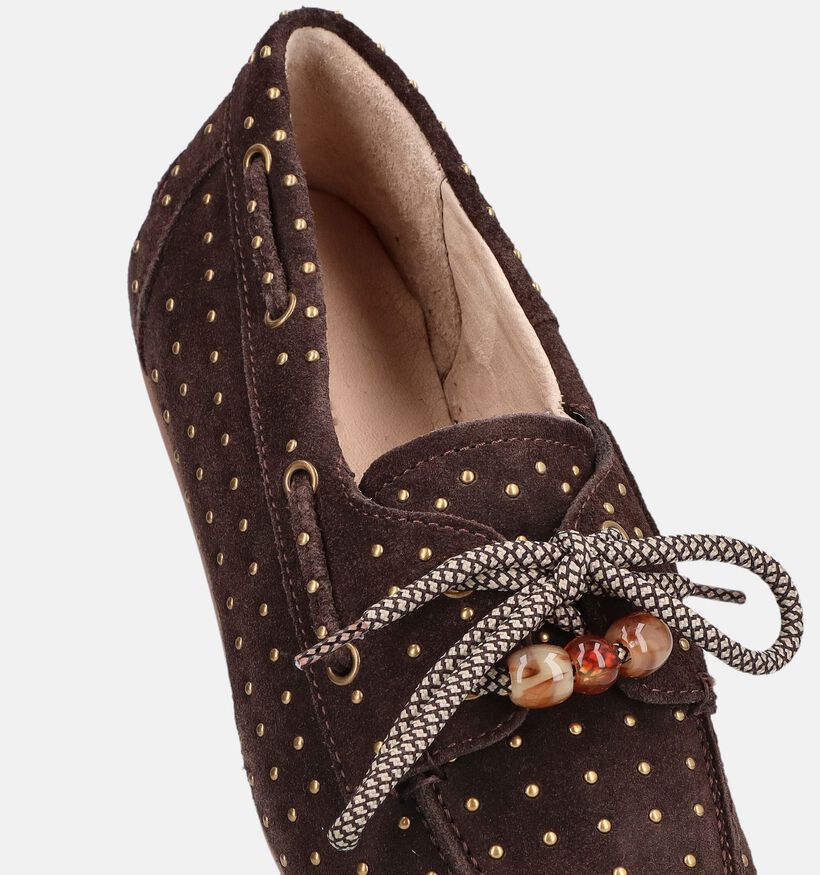 Poelman Chaussures bateau en Brun fonc&eacute; pour femmes (386172)