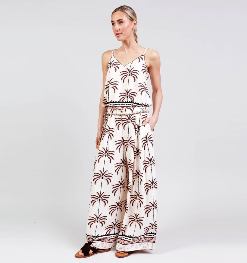 Orfeo Lior Lichtbeige/Bruine Broek Palm Trees voor dames (375185)