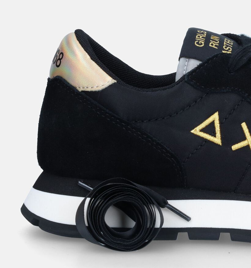 Sun 68 Ally Gold Zwarte Sneakers in kunstleer (330572)