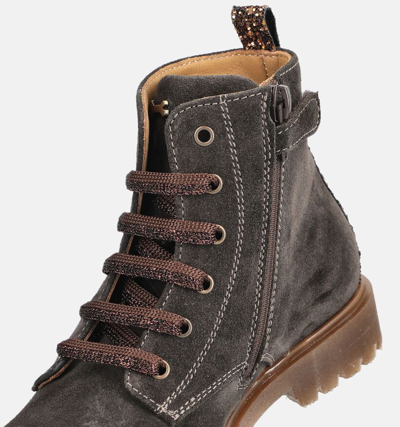 STONES and BONES Bench Boots &agrave; lacets en Brun fonc&eacute; pour filles (381399) - pour semelles orthop&eacute;diques
