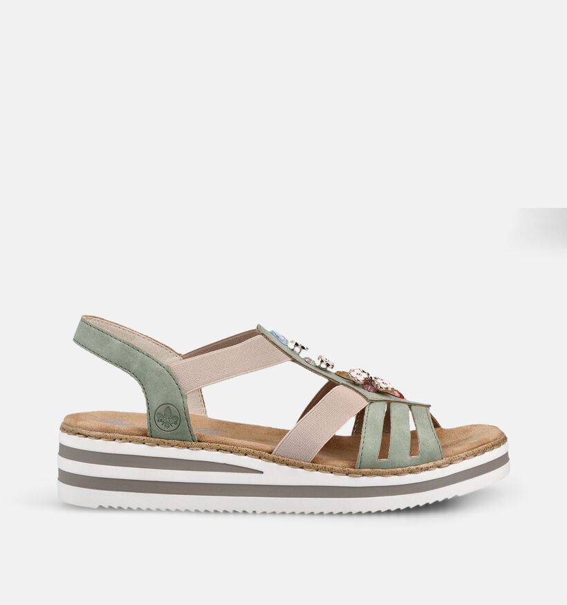 Rieker Groene Sandalen met sleehak voor dames (370421)
