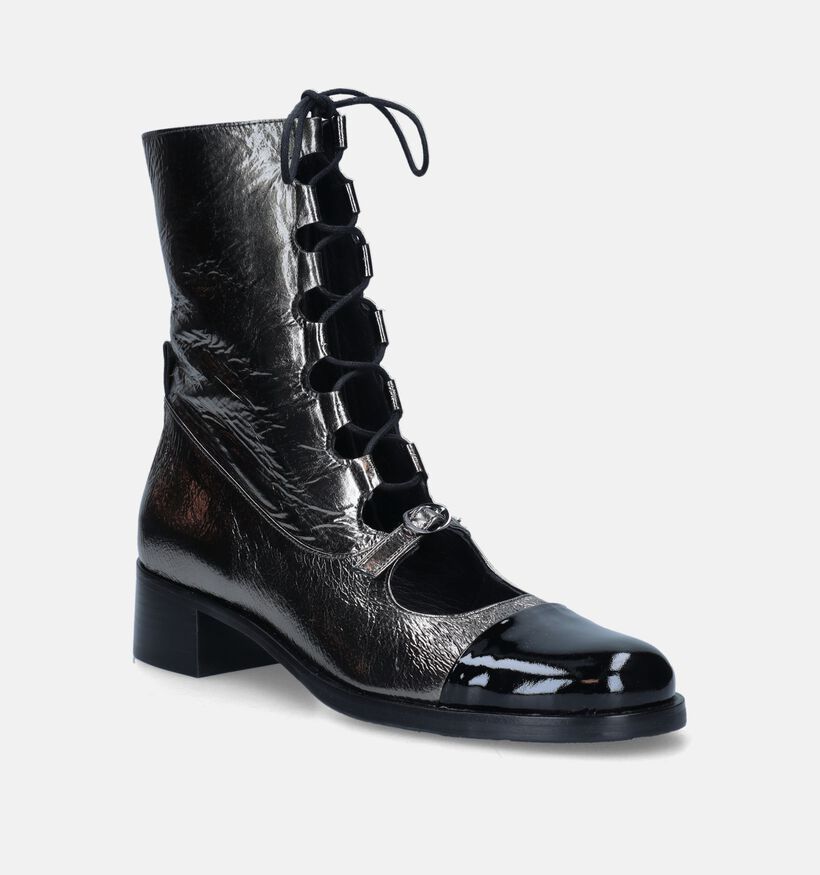 Zinda Bottillons avec talon carré en Argent pour femmes (348498)