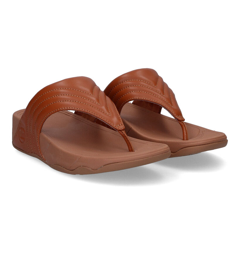 FitFlop Walkstar Cognac Teenslippers in leer (293468)