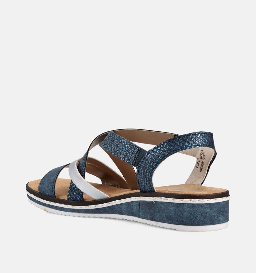 Rieker Sandales compens&eacute;es en Bleu pour femmes (370430)