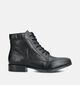 Rieker Zwarte Veterboots voor dames (360465) - geschikt voor steunzolen