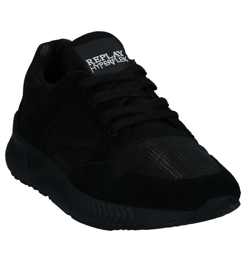 Zwarte Slip-on Sneakers Replay in stof (231706)