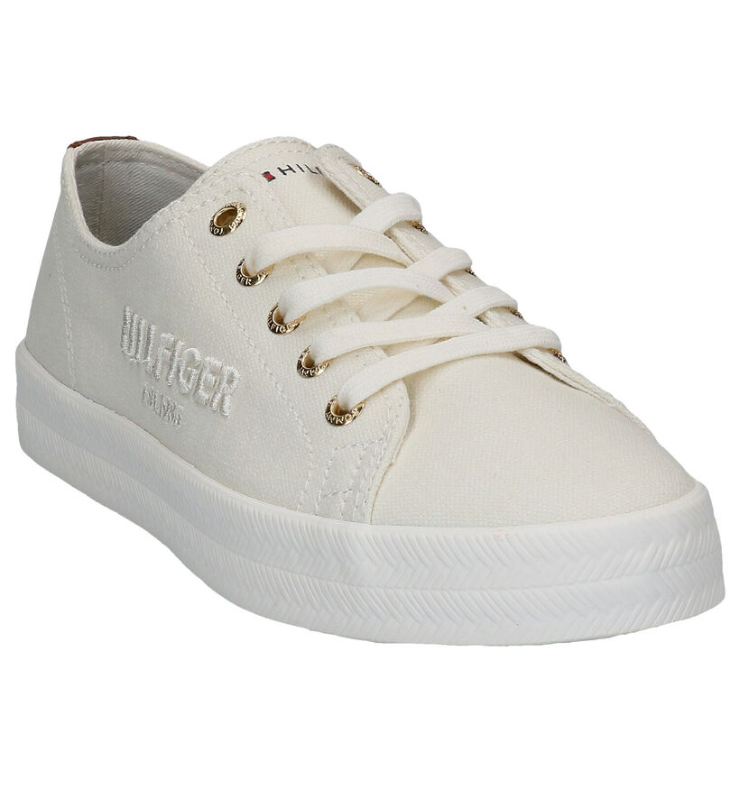 Tommy Hilfiger Tommy Basic Baskets en Ecru en textile (276241)