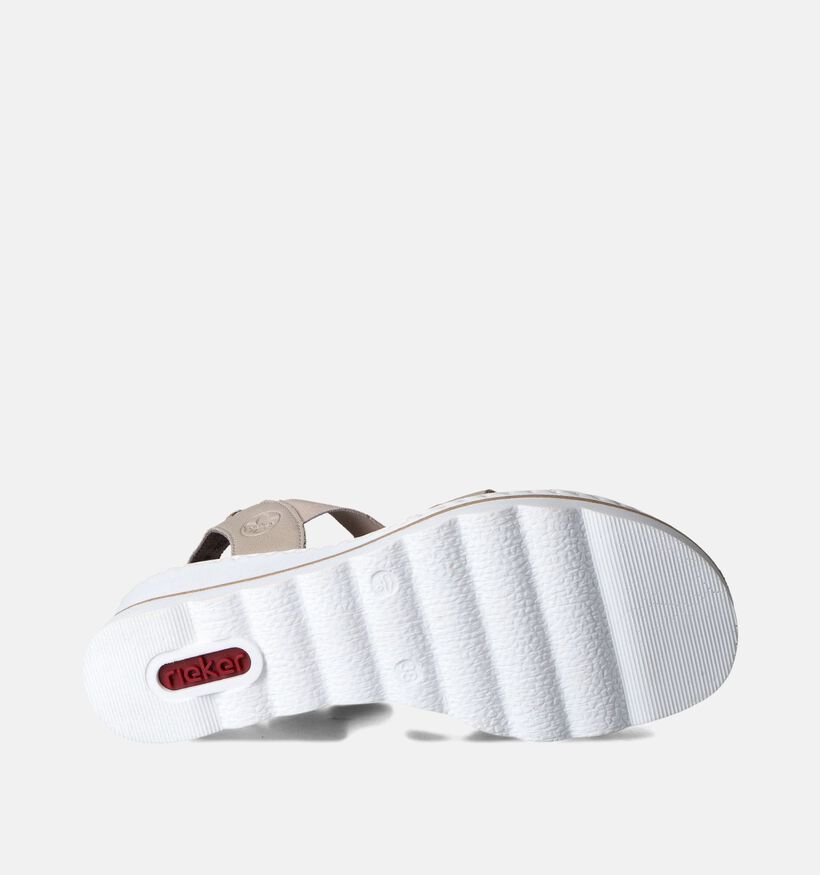 Rieker Sandales talon compensé en Beige pour femmes (354994)