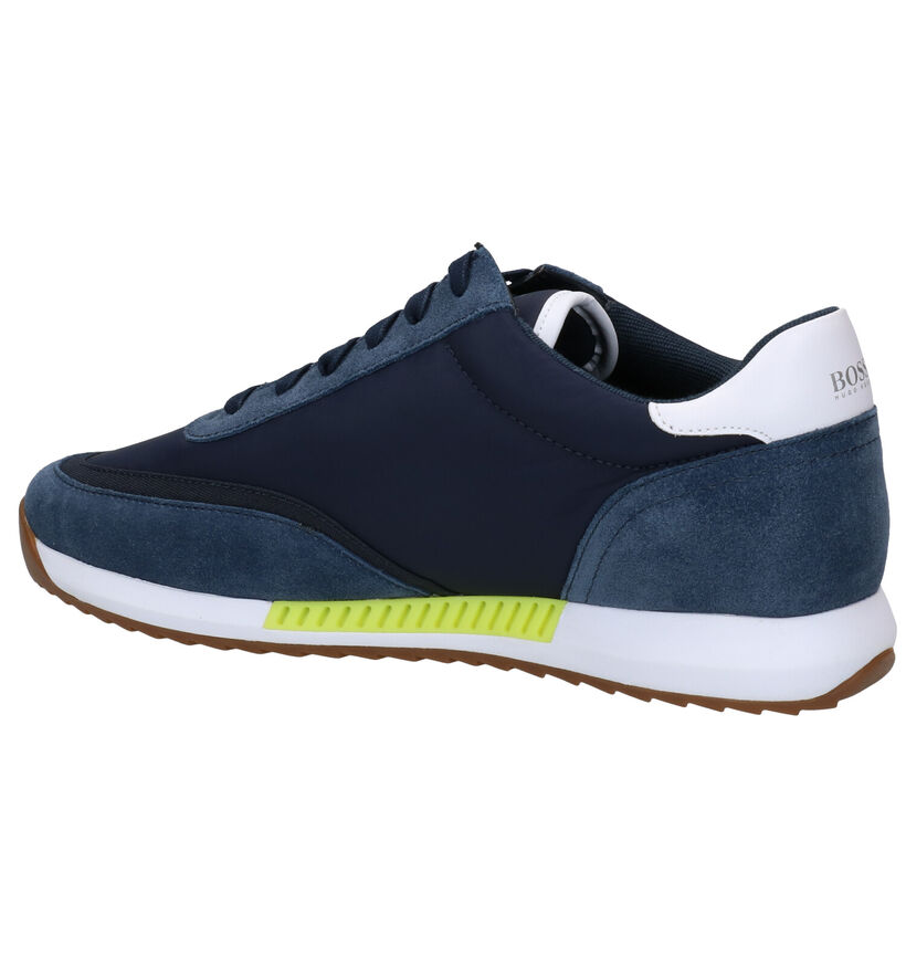 Hugo Boss Sonic Runn Blauwe Veterschoenen in stof (276413)