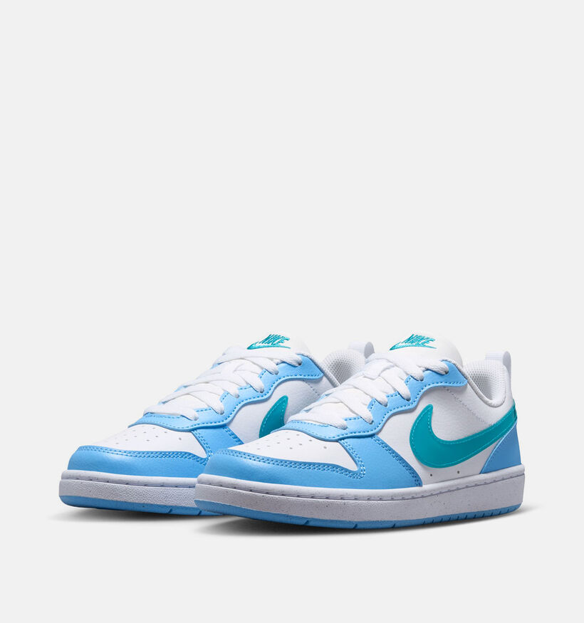 Nike Court Borough Baskets basses en Bleu pour gar&ccedil;ons (377299)