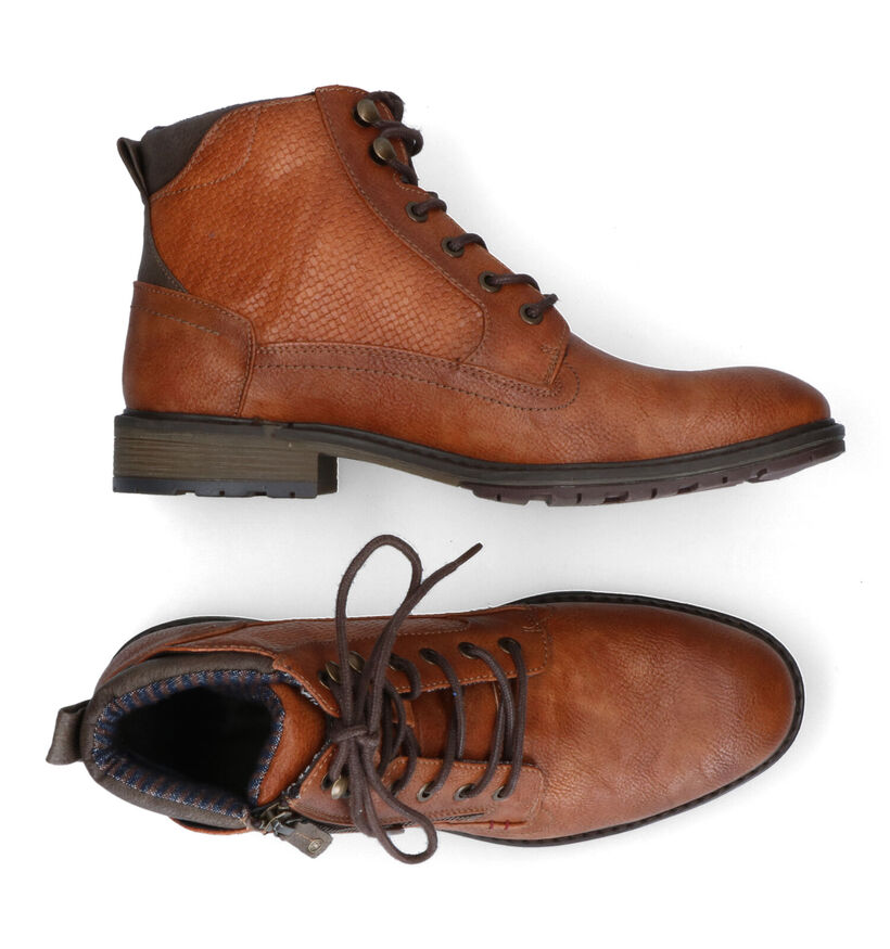 Mustang Boots à lacets en Cognac en simili cuir (313557)