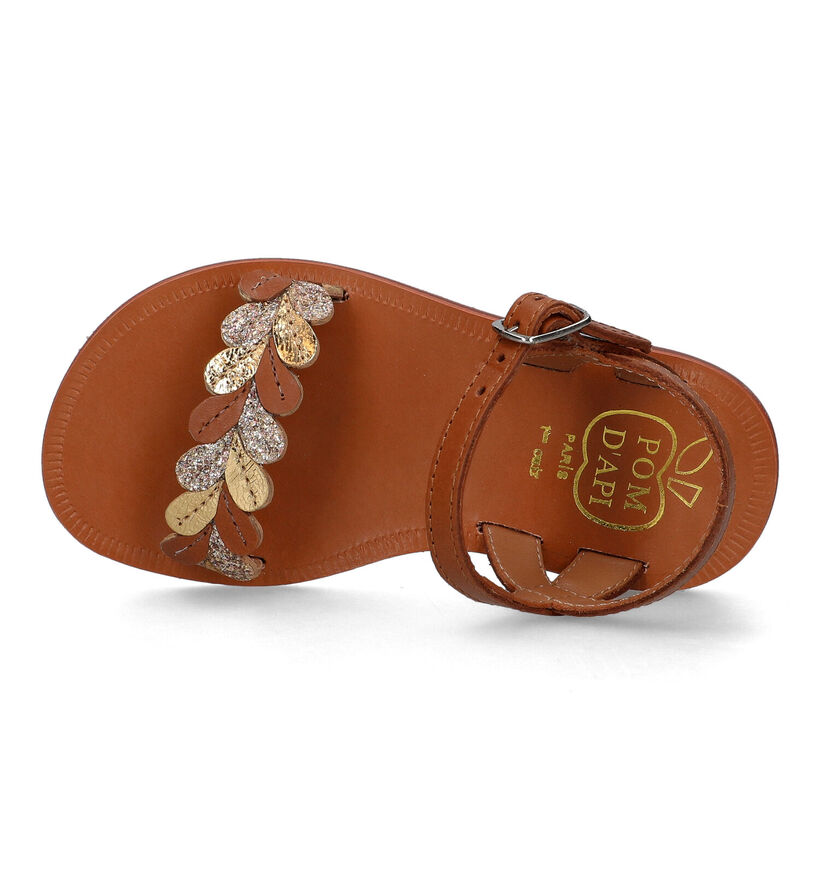 Pom d'Api Plagette Ferns Sandales en Cognac pour filles (322873)