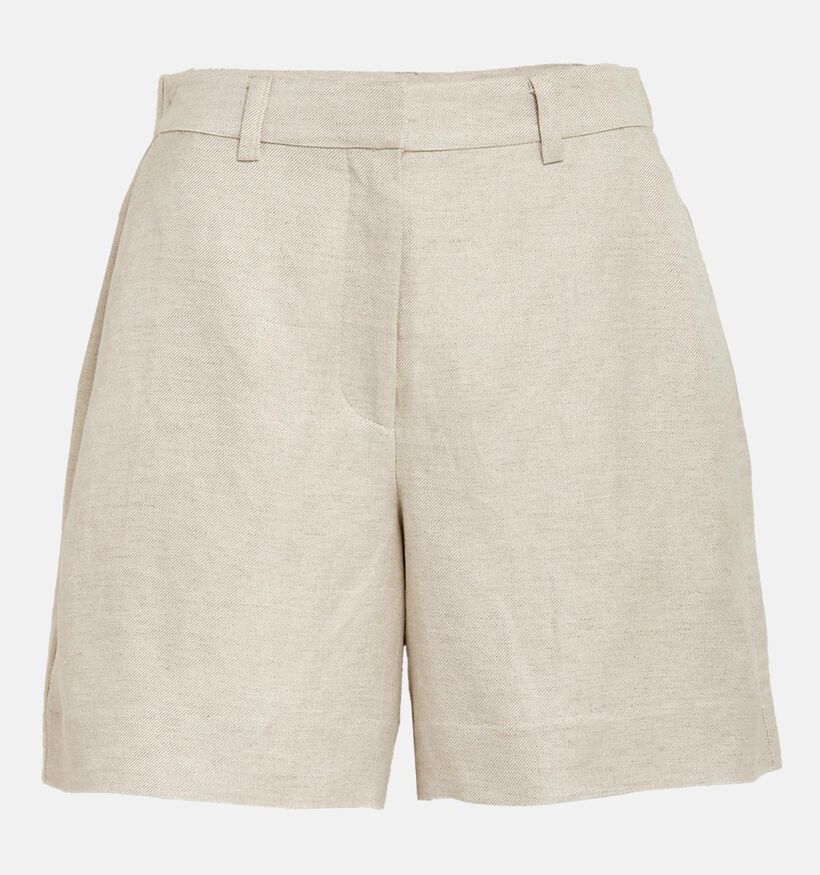 Minus Juno Linnen Short en Beige pour femmes (374237)
