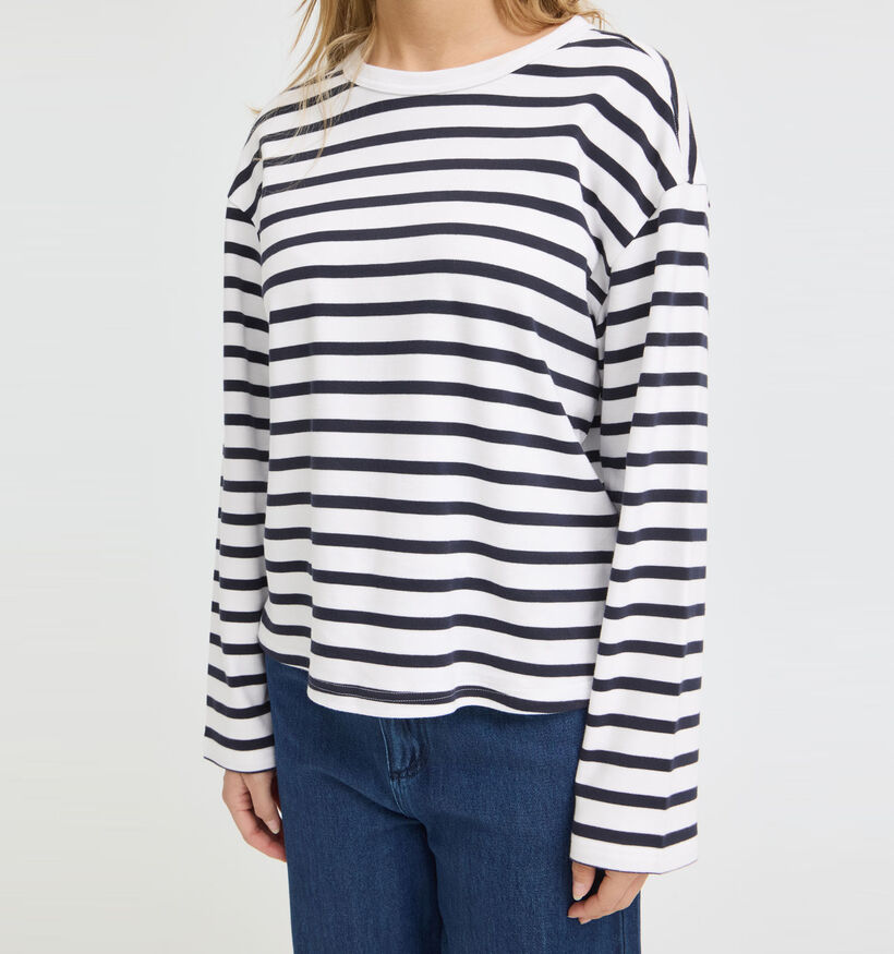 Fransa Bree Witte/Blauw T-shirt voor dames (377900)