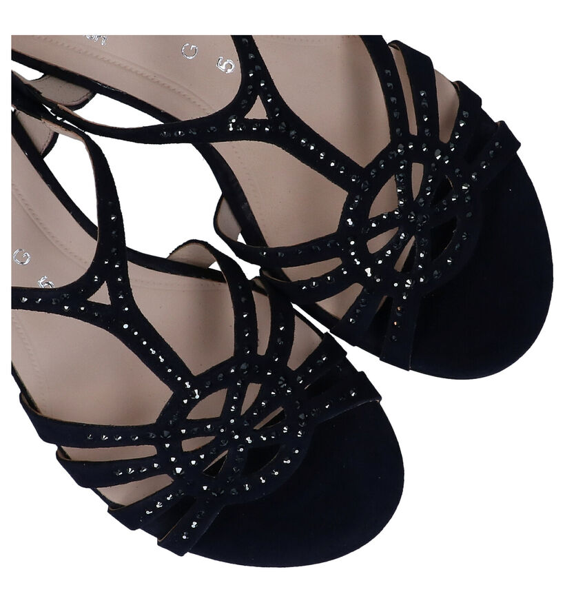 Comfort Sandales plates en Bleu fonc&eacute; en daim (288042)