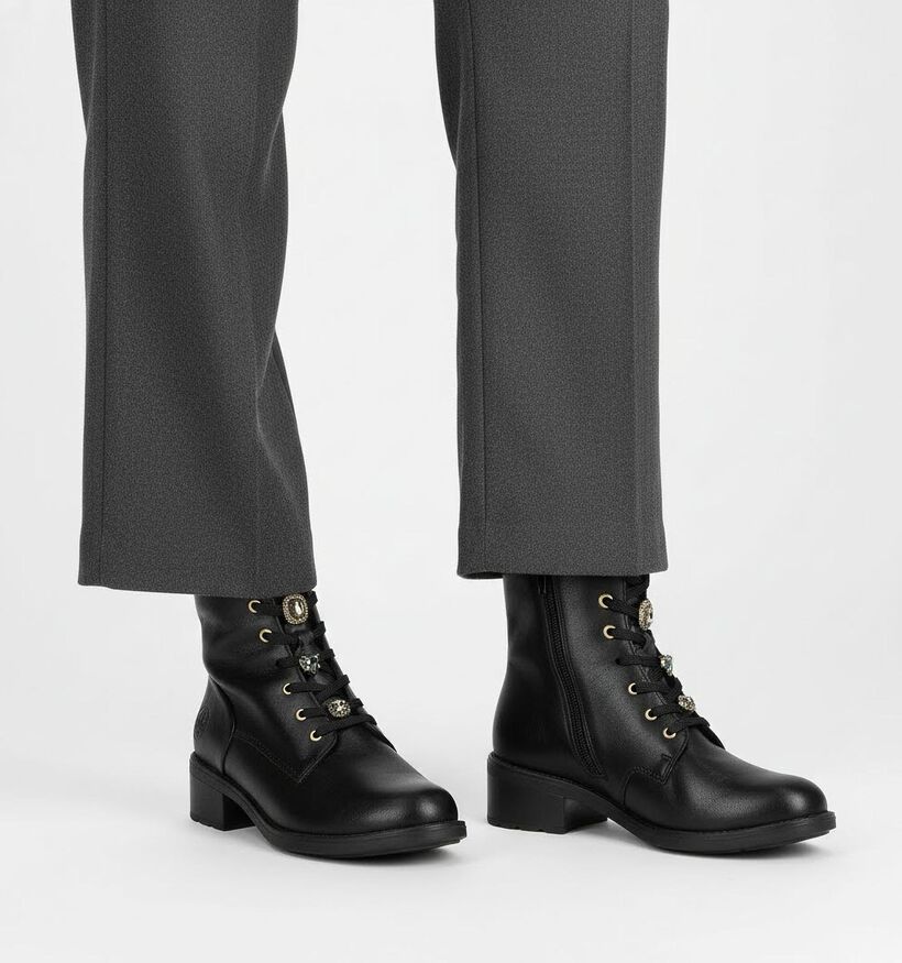 Rieker Boots à lacets en Noir pour femmes (363526) - pour semelles orthopédiques