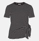 Vila Sinny Knot Zwarte/Witte T-shirt voor dames (368123)