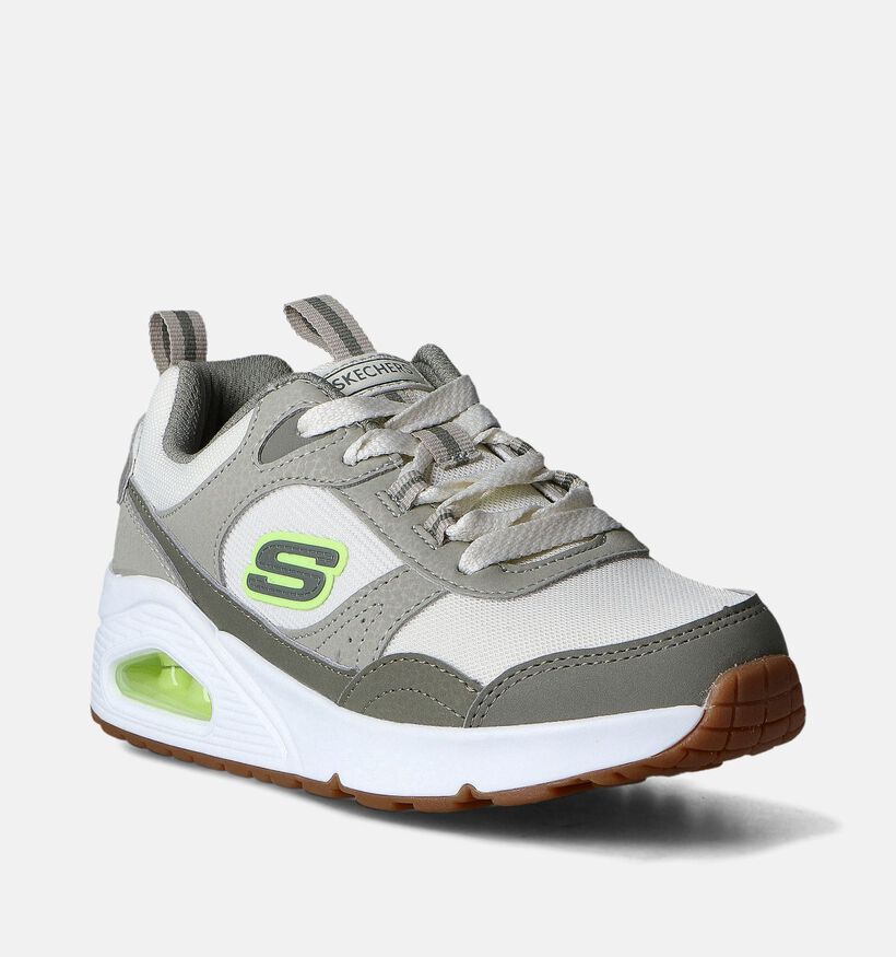 Skechers Uno Retro Groove Baskets en Vert Khaki pour filles, garçons (352328)