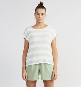 Vero Moda Wide Stripe T-shirt en Blanc / Vert (323893)