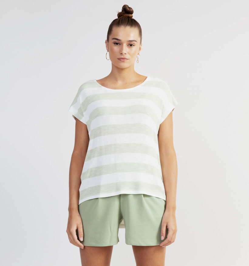 Vero Moda Wide Stripe Wit Groene T-shirt (323893)