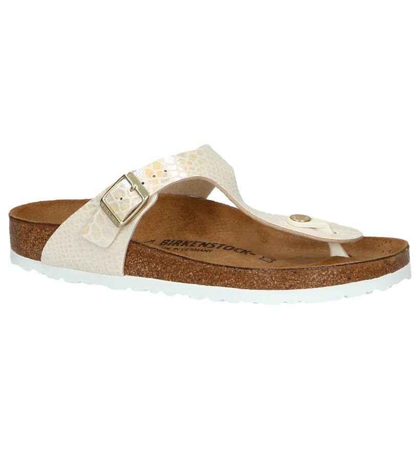 Birkenstock Gizeh Birko-Flor Tongs en Écru pour femmes (339532)