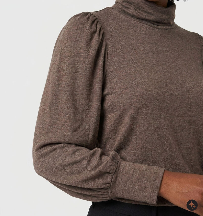 Minuit Douze Elycia Donkerbruine T-shirt Lange Mouwen voor dames (381867)
