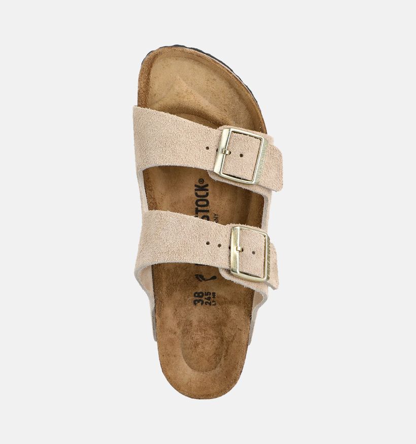 Birkenstock Arizona Suede Nu-pieds en Beige fonc&eacute; pour femmes, hommes (376063)